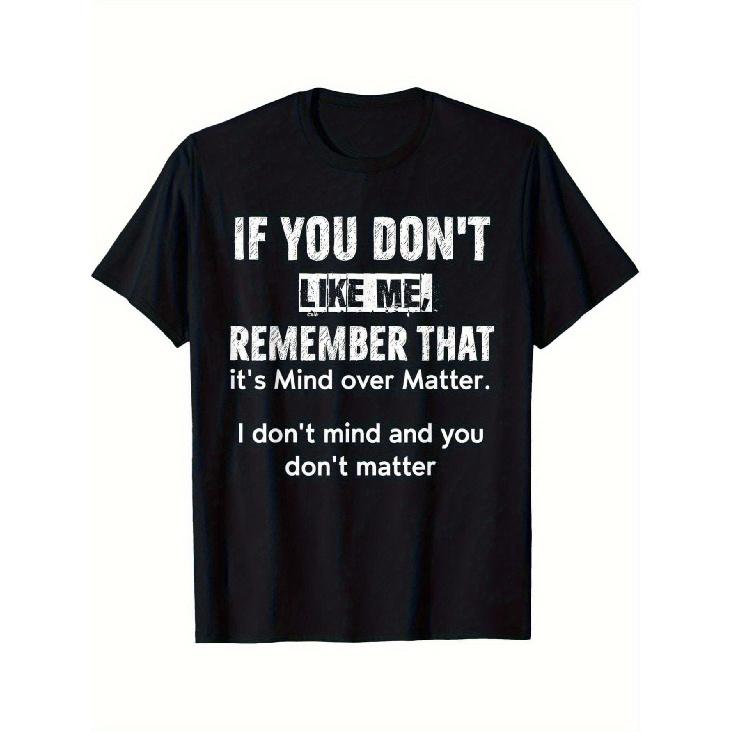 Men S Mind Over Matter Black T-Shirt with Bold White  Mind Over Matter  Motivational Print - Loose Fit Retro Crew Neck Short Sleeve, Comfortable S чёрный
