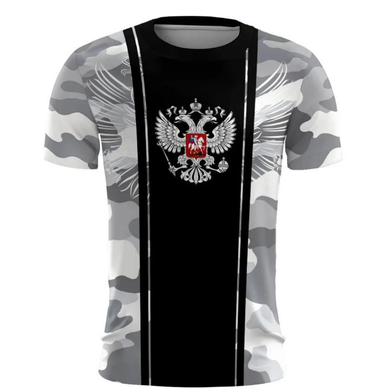 Summer Russian Men's T-shirt 3d Russian Flag Short-sleeved T-shirt Men's T-shirt Men's Casual Ventilated Sportswear Shirt
