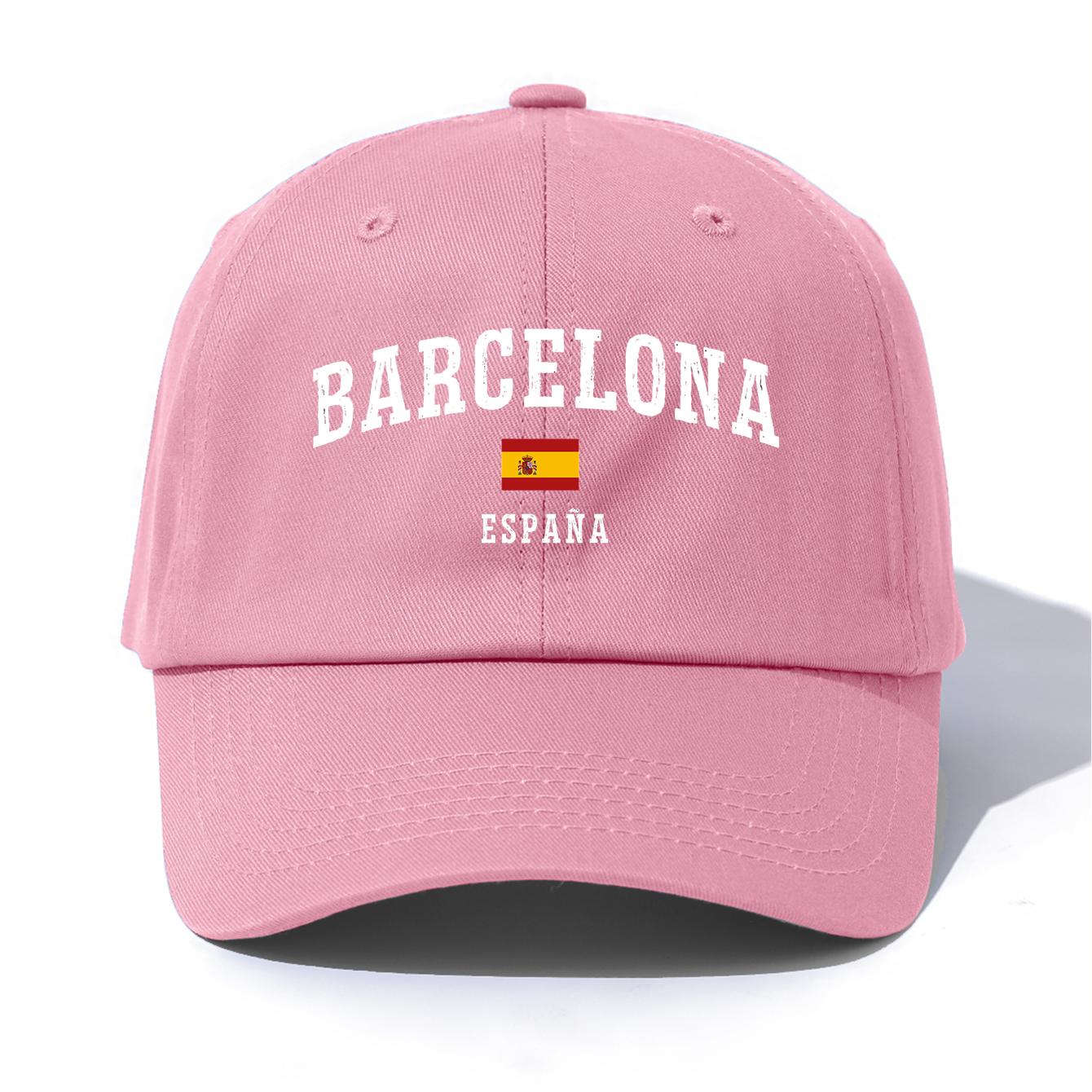 Freedom Outdoors 1 stuks BARCELONA Print Baseballpet voor Volwassenen, Minimalistische Retro Stijl Casual Zachte Verstelbare Papa Pet, Perfect Als Cadeau roze