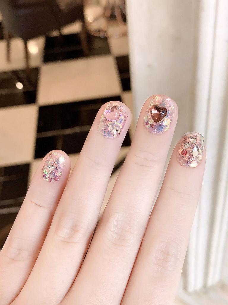 Handmade Sparkling Diamond Love Heart Nail Stickers Wholesale For Women Anne's Short Square