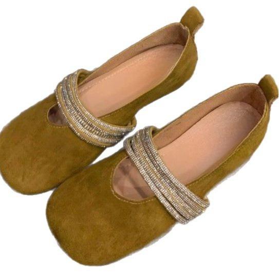 French Black Single Shoes Women's 2025 New Spring and Summer Flat-bottomed Evening Shoes Gentle Wind Ballet Shoes with Skirts Grandma Shoes
