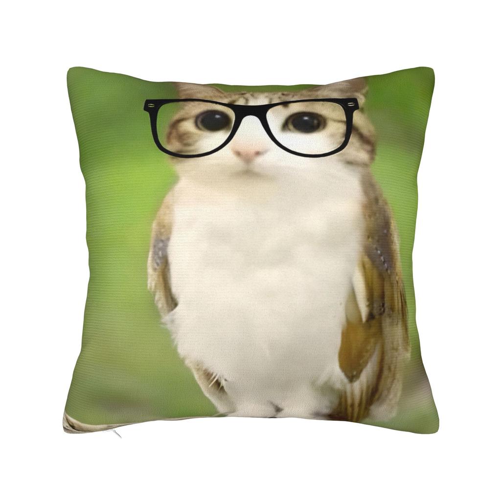 Home Decor Meowl Cat Owl Meme Pillowcase Accessories  Pillow Cover Square Multi-Size