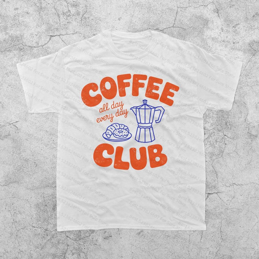 

Coffee Club Vintage Graphic Women Tshirt Retro Coffee Lover Tee Cafe Aesthetic Shirt Y2K Espresso Graphic Tops Trendy Foodie S