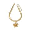 Fußkette mit goldenem fünfblättrigem Blumenanhänger, kubanische Gliederfußkette, Sommerstrand-Fußkette
