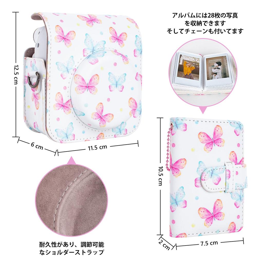 HIYQIN Cheki instax mini12 album 28 photo Fujifilm Cheki 12 Cheki camera Fujifilm instax mini12 butterfly Cheki mini12 case shoulder strap PU leather