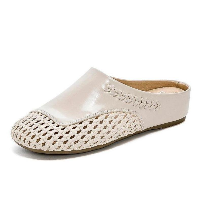 

Premium bag head half slippers women s summer outer wear new versatile inner height increase hollow woven one-pedal single shoes 40 [standard code factory direct sales]