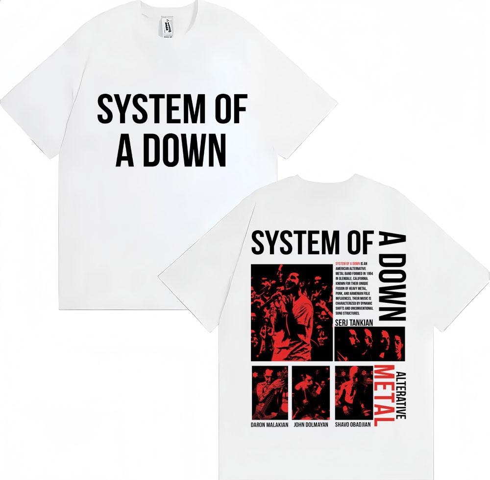 Rock Band System of A Down TShirts Unisex Women Vintage Alternative Metal Music Tshirts Unisex Women Cotton Oversized Male T Shirt