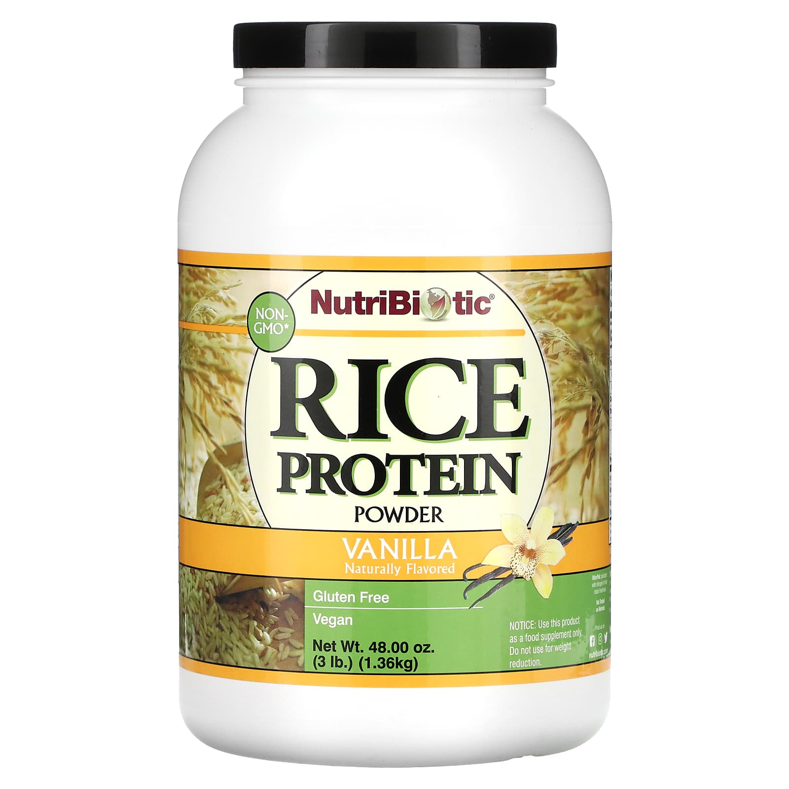 

NutriBiotic, Raw Rice Protein, Vanilla, 3 lb (1.36 kg)
