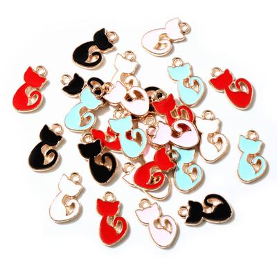 30 Stück Mix Farben Katzen Anhänger 8x15mm Anhänger Für DIY Schmuckherstellung