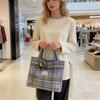 Elegante karierte Woll-Tragetaschen, Retro-Karomuster Handtasche Umhängetaschen für Damen für den täglichen Einkauf, Pendeln, Freizeit