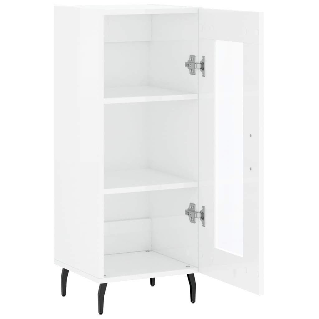 Sideboard High Gloss White 34.5 x 34 x 90 cm Engineered Wood