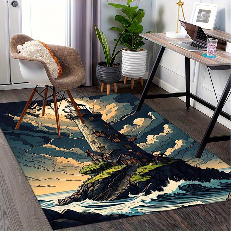 1pc. Magical Lighthouse Coastal Rug - Perfect for Home Decor, Office Carpet, Outdoor Mat, Unique Gift Idea