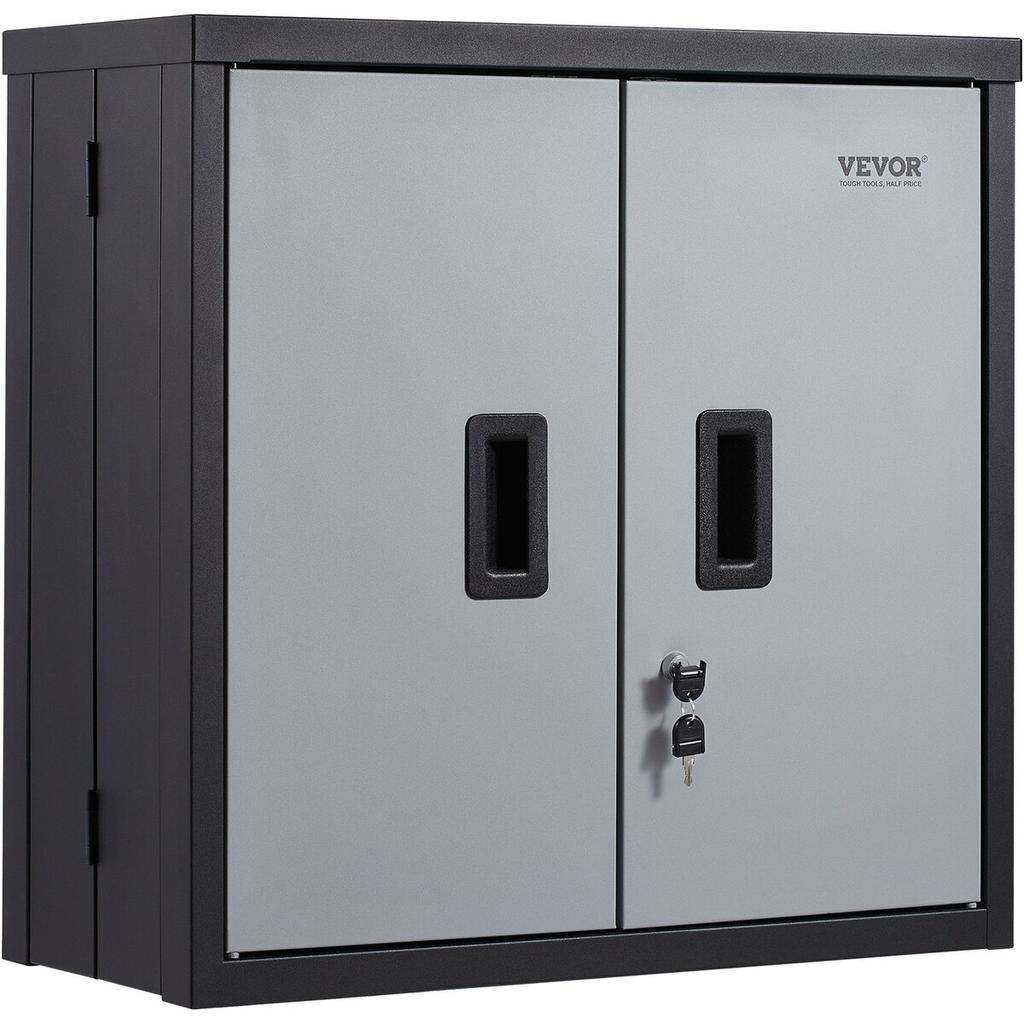 Foldable Wall Cabinet, Metal Garage Locker Mounted 26" Small Tool Chest 240 LBS Loading Capacity Adjustable Shelf Magnetic Door File for Warehouse