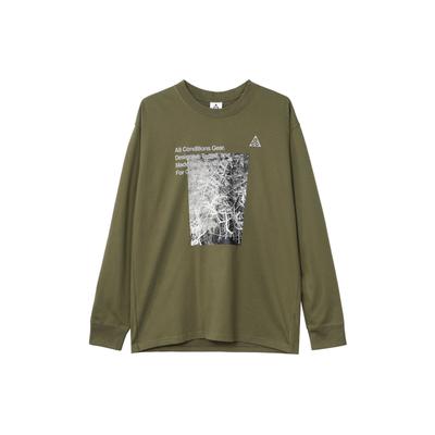 T-shirt a maniche lunghe girocollo con stampa scenica American Vintage Uomo Top Verde oliva FN7319-222