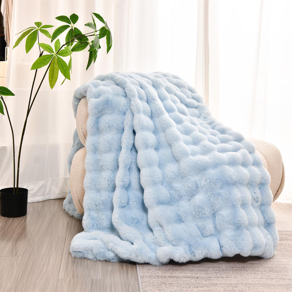 Luxury Double Layer Rabbit Fur Blanket Winter Thick Warm Fluffy Faux Fur Throws Blankets for Sofa Tie-Dye Soft Plush Bed Blanket