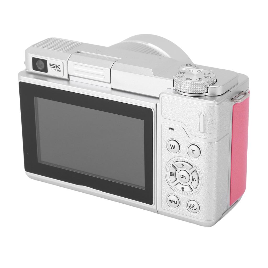 Digital Camera 5K 80MP HD Dual Lens Flip Screen 18X Digital Zoom Autofocus WiFi Video Camera for Travel Photography Pink