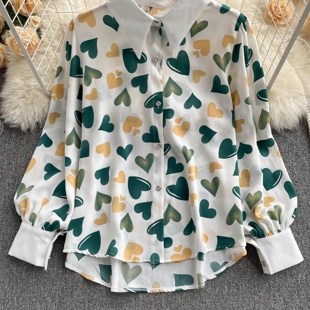 WTEMPO Women's Long Lantern Sleeve Blouse Printed Button Down Shirt Floral Work Business Going Out Tops Blouses