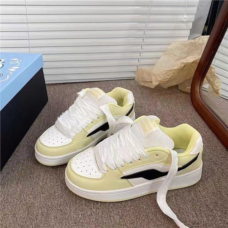 Light yellow color matching bread shoes women's tide summer new versatile casual shoes student sports board shoes