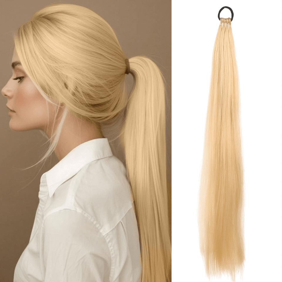 Estensioni Coda di Cavallo Sintetica Liscia Lunghe 70CM Elastico Versatile Parrucca Elegante Pezzi di Capelli per Donne alla Moda