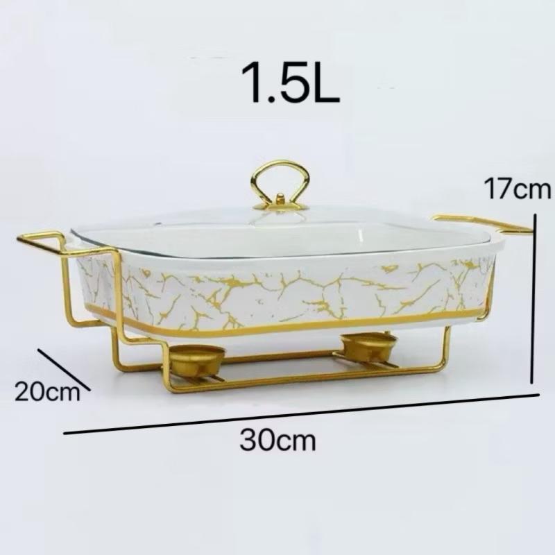 Hotel Quality Buffet Catering Ceramic Chafing Serving Dish Food Warmer 1.5L