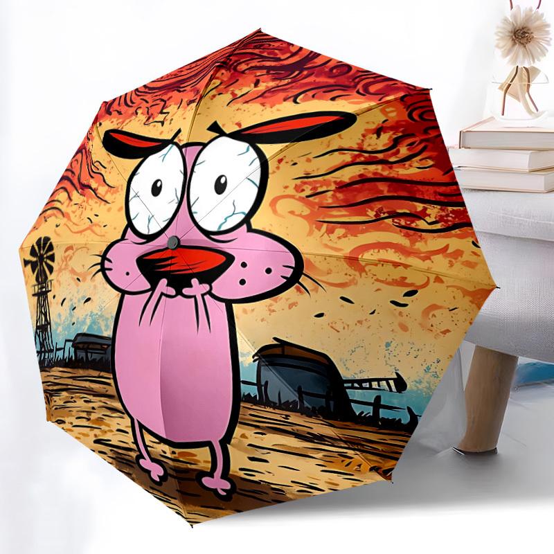 1pc Courage the Cowardly Dog Automatic Open/Close Folding Umbrella, Windproof 8-Rib Construction, Lightweight Travel Umbrella for Women/Men 19