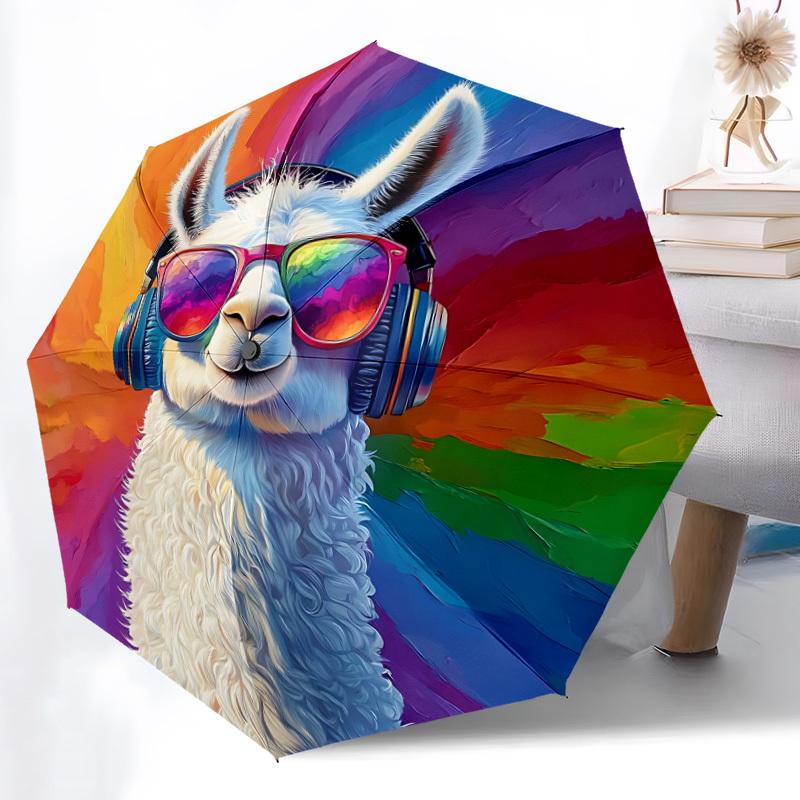 

1pc Alpaca Art Print Automatic Umbrella - Automatic Opening And Closing, Sturdy Iron Frame, Formal Occasions yy251018213