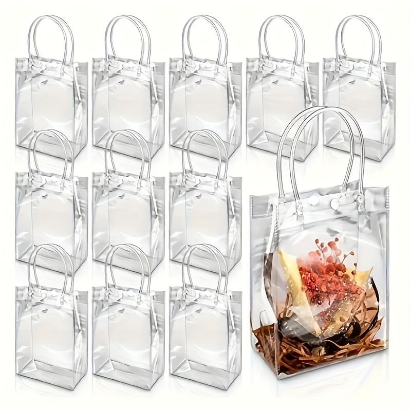 12Pcs Transparent Party Gift Bags - Reusable for Halloween, Christmas, Weddings & Birthdays - Handheld Totes for Small Business, Favors & Decor