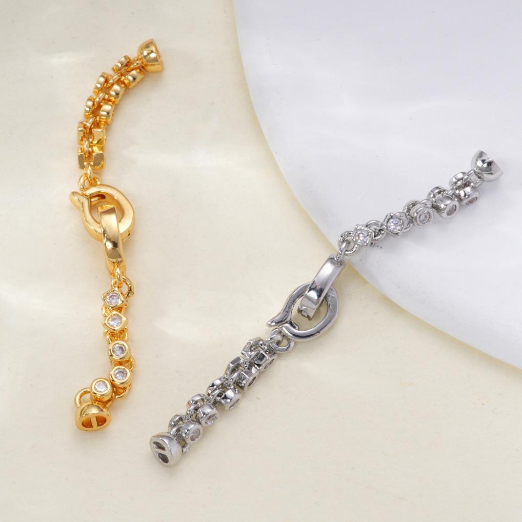 S925 Sterling Silver Diamond Inlaid DIY Bracelet/Necklace Connector with Double Ring Gold