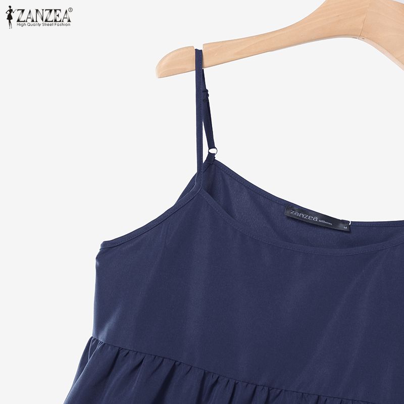ZANZEA Women Sleeveless Straps Camisoles and Long Pants Summer Two Piece Suit Sets