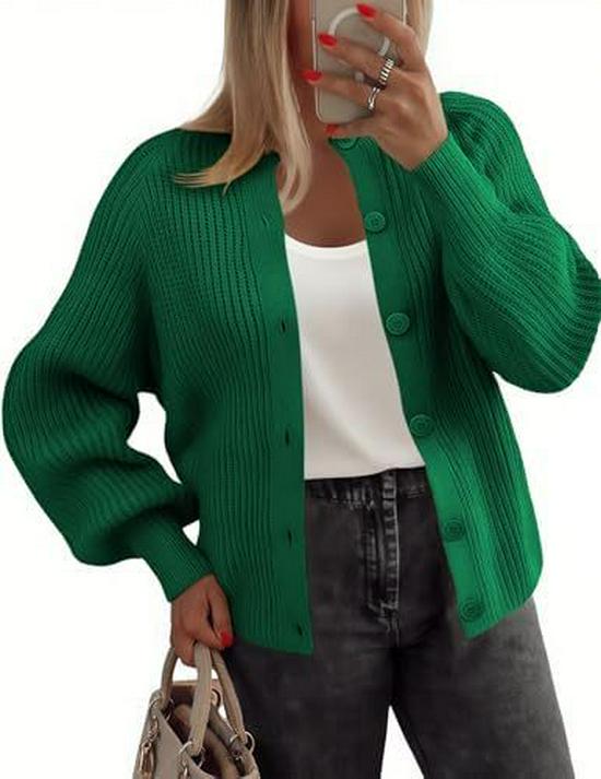 Women's Chunky Knit Long Sleeve Cardigan Sweater, Button-up, Round Neck, Autumn Fashion 2025, New Style.