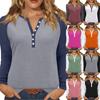 Women's T Shirt Color Block Button Long Sleeve Daily Weekend Fashion Basic V- Neck Regular Top