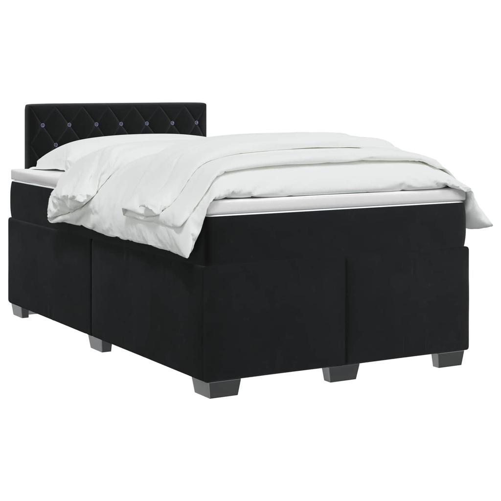 Box Spring Bed with Mattress Black 120 x 190 cm Velvet
