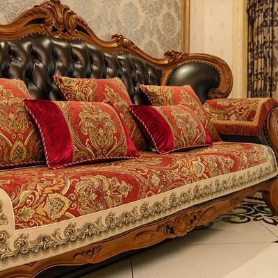Housse de Canapé Style Européen Luxueuse Antidérapante Tissu Jacquard Chenille Coussin de Canapé Décoration Salon Housse Décoration Intérieure