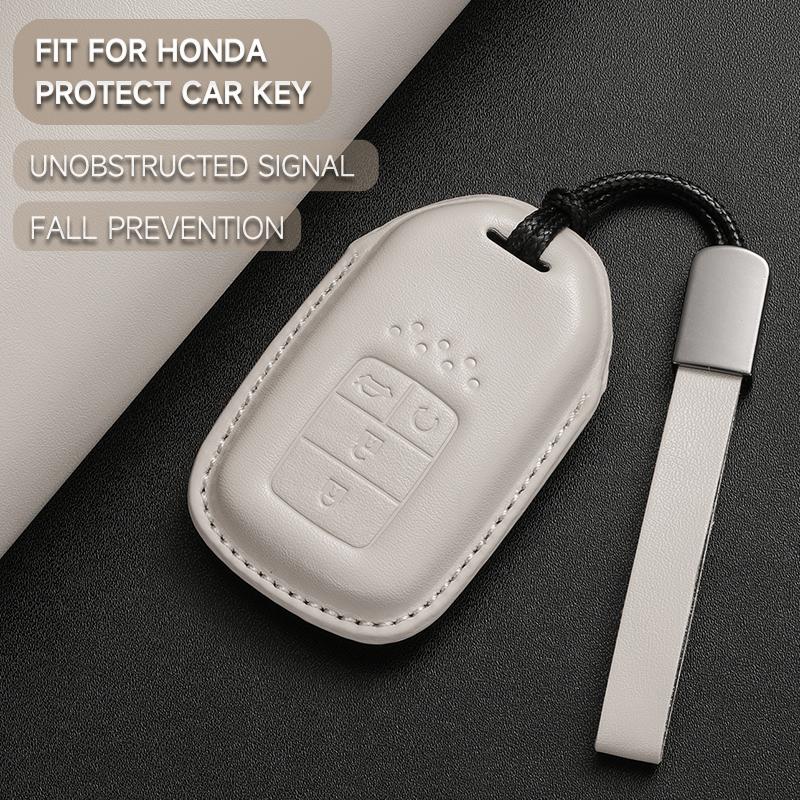 Leather Car Key Cover Case Protection Shell Keychain For Honda Accord Civic 8 10 11 Th Gen HR-V CR-V BR-V Vezel Jazz Freed Pilot