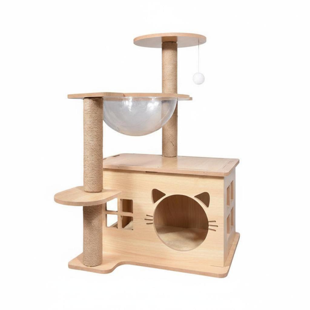 Wood Feline Climbing Structure Stable Base Multi Levels