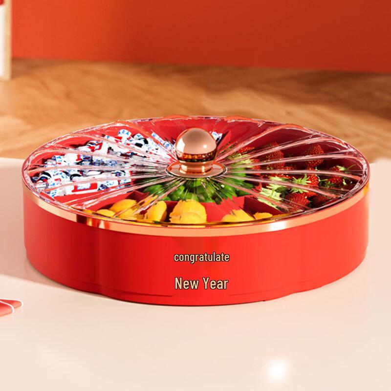 Round Plastic Divided Snack Tray with Lid