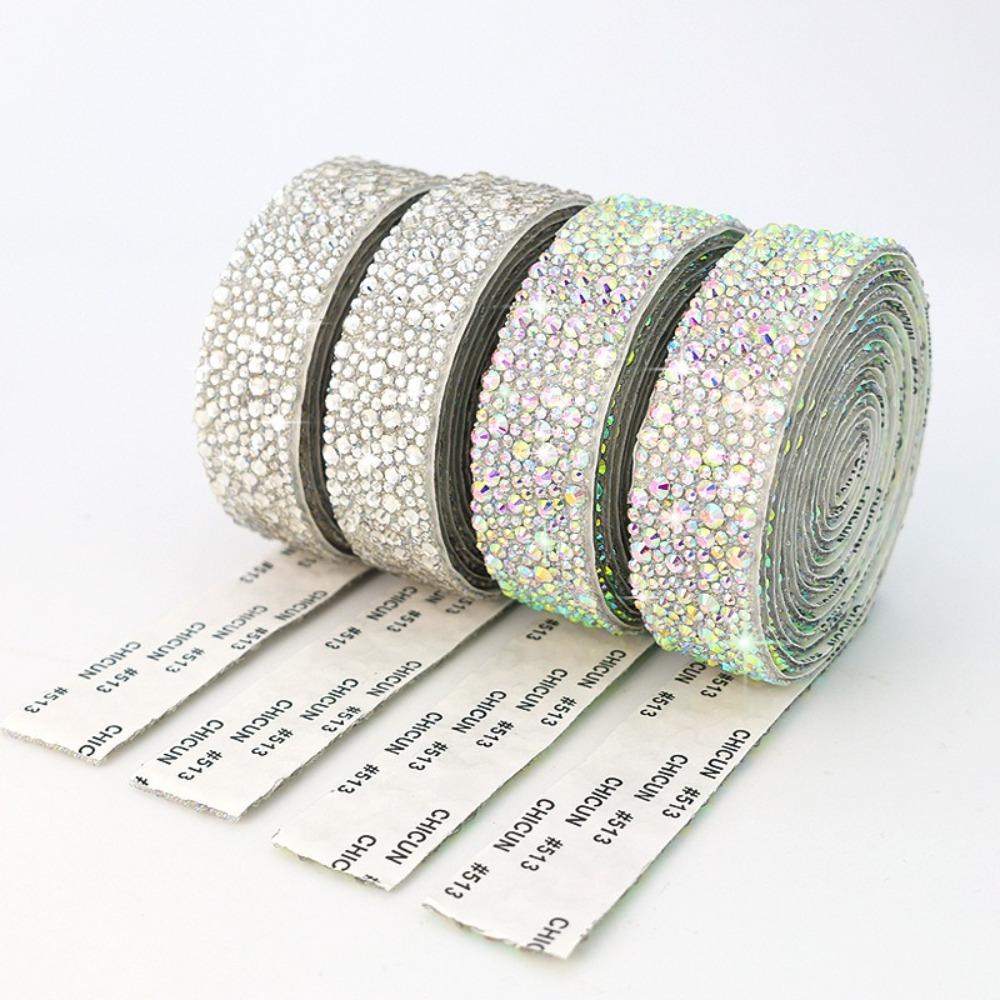 Colorful Self-Adhesive Rhinestone Arts Crafts Sewing Accessories Crystal Rhinestone Sticker 2cm 1 Yard DIY Trim Tape