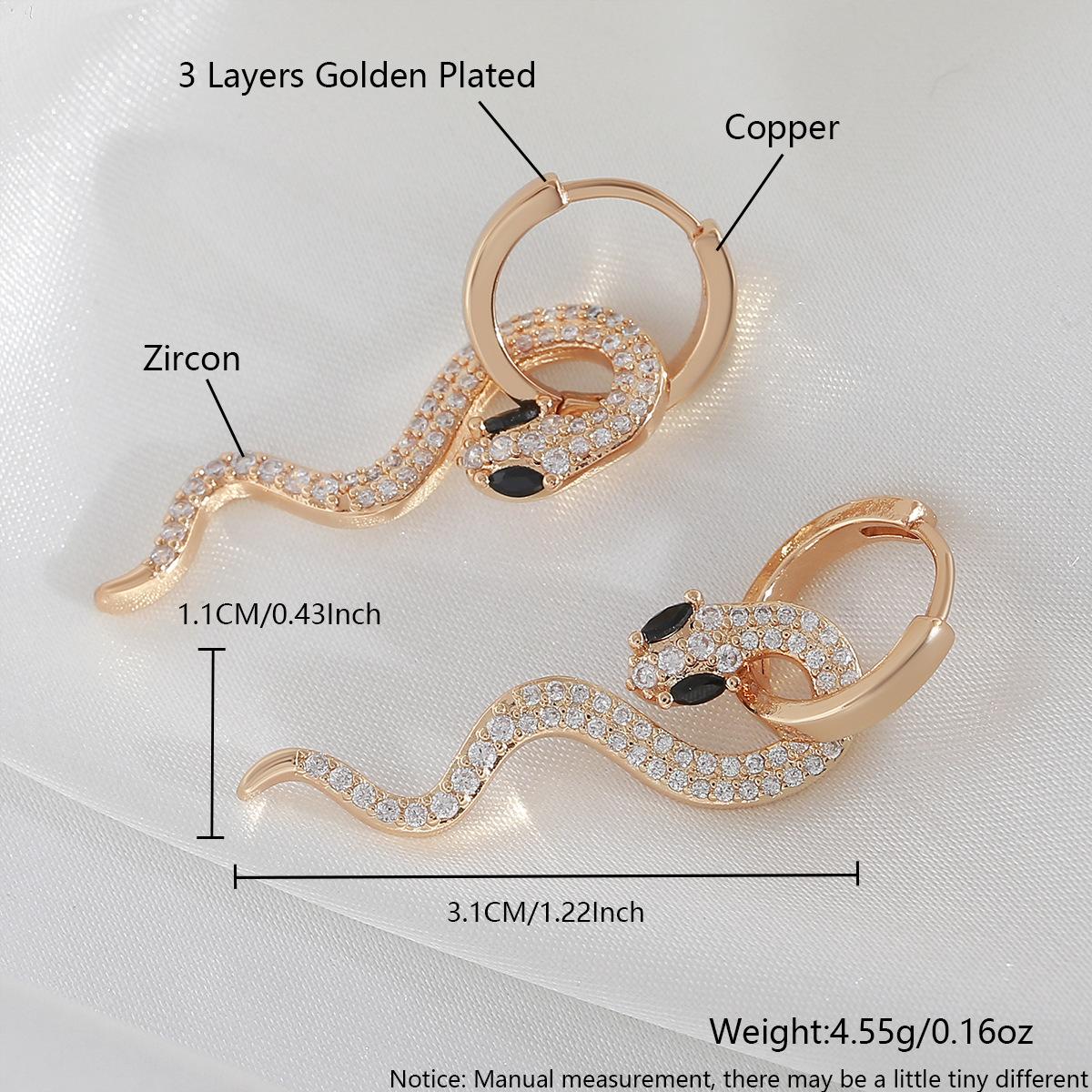 

Snake-shaped Earrings - Two-way Ear Clips with Zirconium - Animalistic Ear Studs for Women, Retro and Niche Ear Cuffs шампанского/золотой