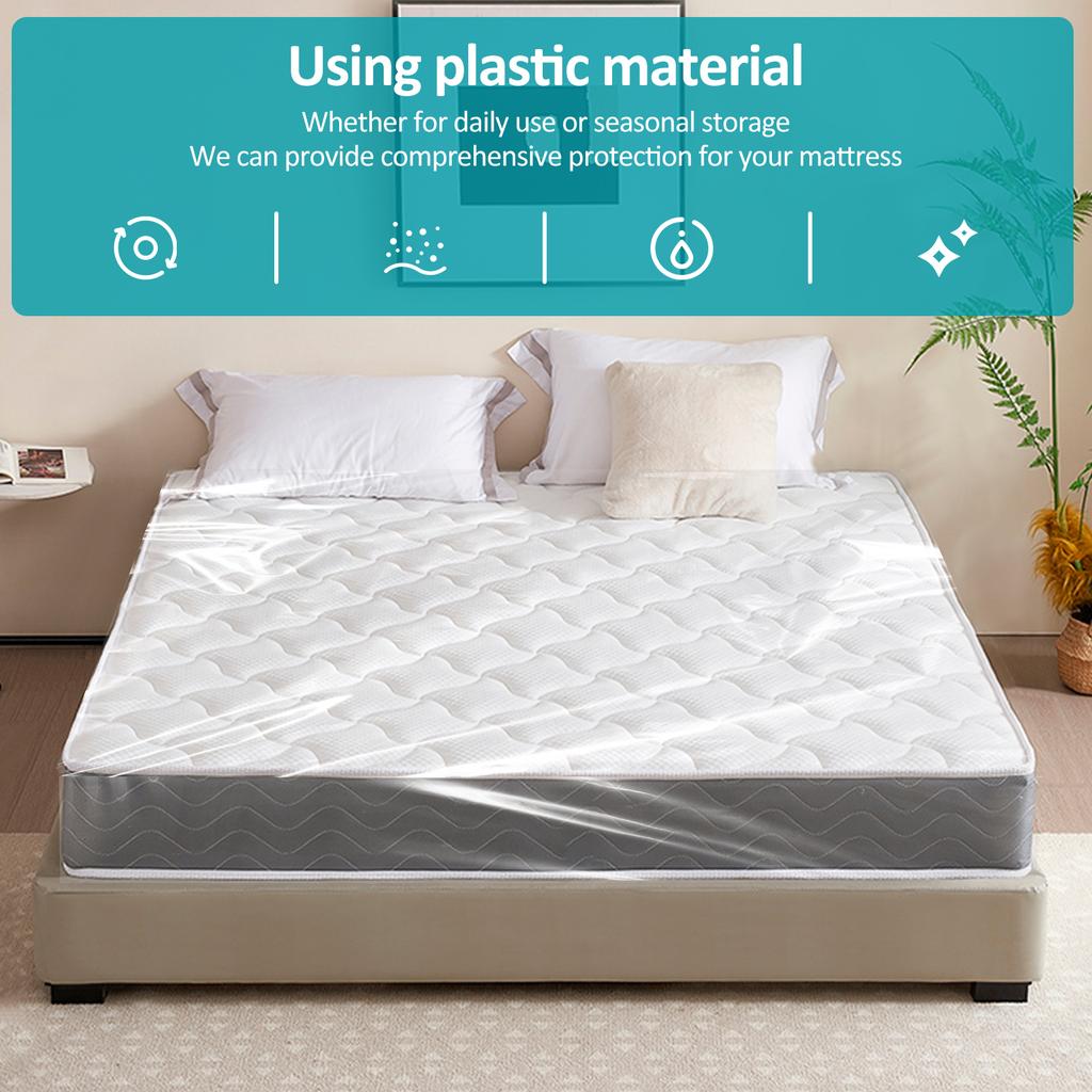 3Pcs Mattress Packaging Bag Waterproof Plastic Bed Cover Portable Bed Clear Plastic Cover Protector Moisture-proof Storage