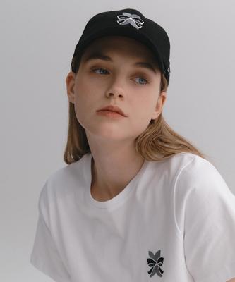 Soltipeullawo Black Ribbon Embroidered Signature Cap Black