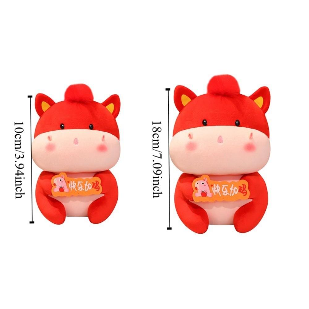 Red Horse Stuffed Toy Cute Lucky Pony Toy Funny Pony Plush Doll  Spring Festival