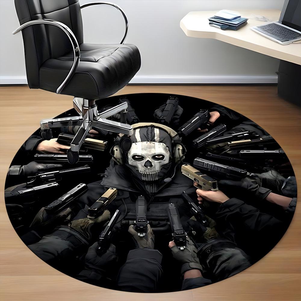 1pc Call of Duty Carpet, Round Non-Slip Durable Large Size Office Carpet, Suitable for Office, Beautiful Decoration
