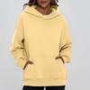 Ladies' Fashionable Solid Color Casual Hooded Pocket Long Sleeved Top
