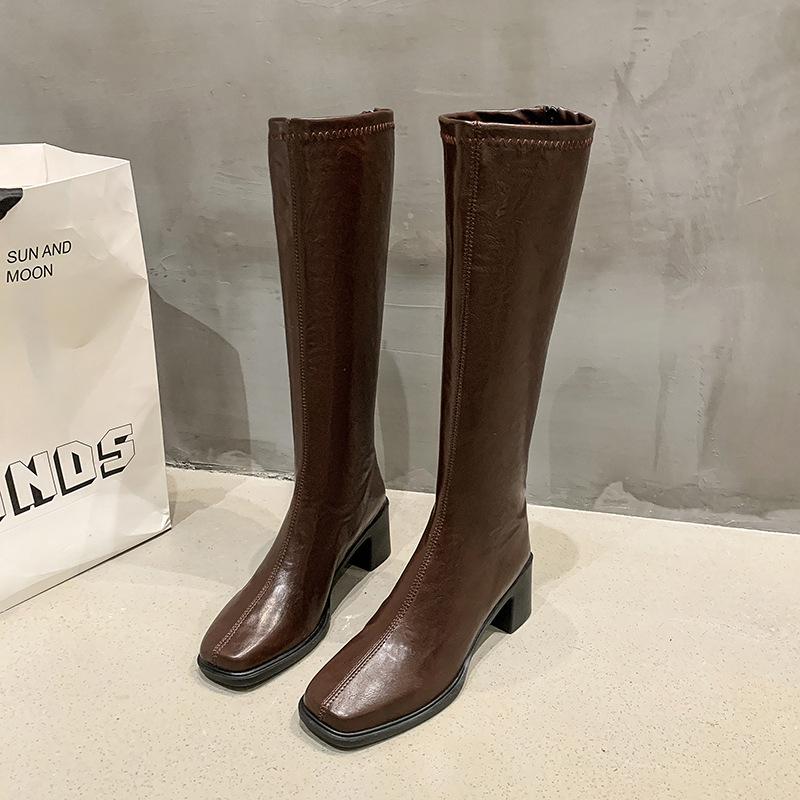 

Ботильоны на толстом каблуке для женских осенних новых моделей 2025 года, но удобные до колена и тонкие ботильоны на высоком каблуке для женской обуви 41 коричневый