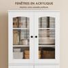 High Kitchen Sideboard, Acrylic Display Cabinet, 4 Doors, 10 Compartments, 60 x 40 x 162 cm, White