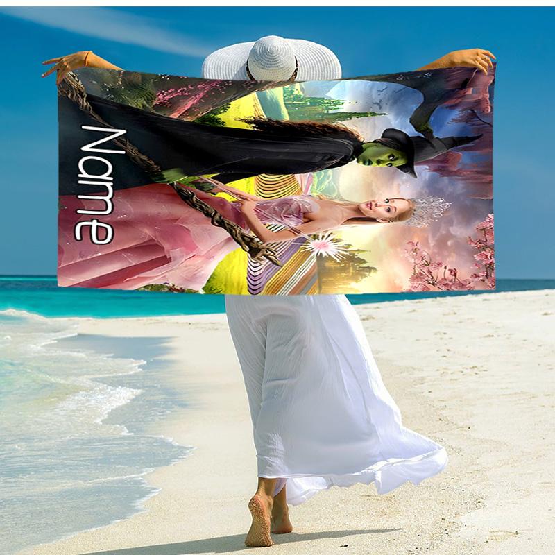 Personalized customized proof beach towel with Wicked pattern - soft, absorbent,quick-drying,perfect swimming,camping&bathing