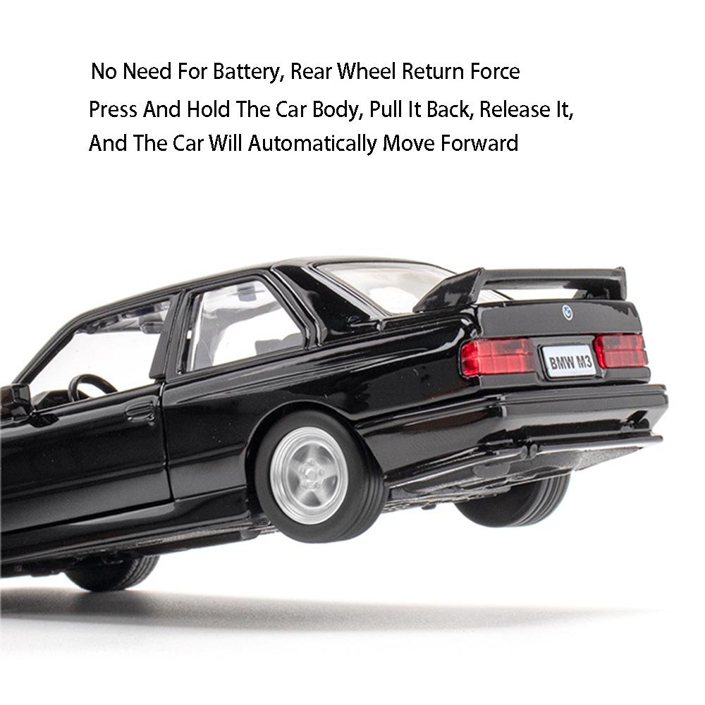 1:36 BMW M3 1987 Car Models Alloy Die-Casting Toys With 2 Doors Opened Pull Back Function Vehicle Toy For Kids Children's Gifts