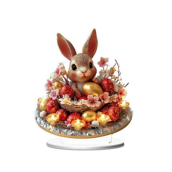 Iepuraș de Paște Acrilic Semn de Masă 2D Plat Ouă Floare Iepure Decorare Casă Living Ziua Îndrăgostiților Petrecere Sărbătoare Ornament de Masă