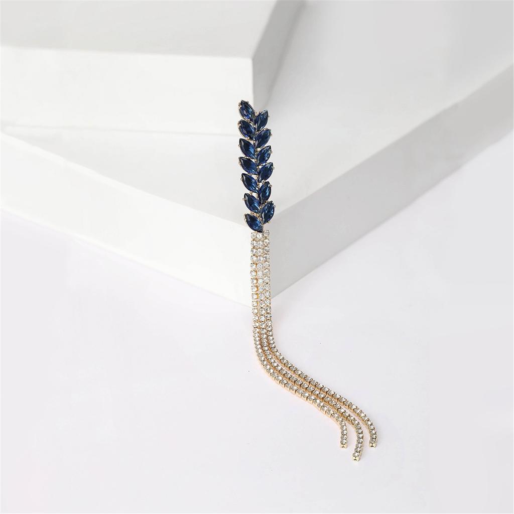 Trendy Long Threaded Lapel Pin with Sparkling Embellishments Modern Women's Fashion Wheat Ear Brooches for Parties Dates