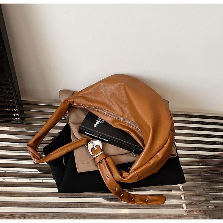 IELGY Korean Style Large-Capacity Retro Soft Leather Dumpling Bag Lazy Style Casual All-Match One-Shoulder Mess